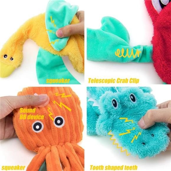 Dog Toys No Stuffing, 5 Pack Dog Squeaky Toys Durable Dog Chew Toy Set for Puppy - Picture 2 of 7